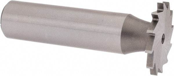 Made in USA - 7/8" Diam x 5/64" Face Width, High Speed Steel, 14 Teeth, Shank Connection Woodruff Keyseat Cutter - Uncoated, 2-5/32" OAL x 1/2" Shank, Straight Teeth - USA Tool & Supply