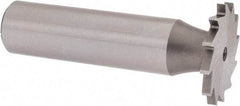 Made in USA - 7/8" Diam x 5/64" Face Width, High Speed Steel, 14 Teeth, Shank Connection Woodruff Keyseat Cutter - Uncoated, 2-5/32" OAL x 1/2" Shank, Straight Teeth - USA Tool & Supply