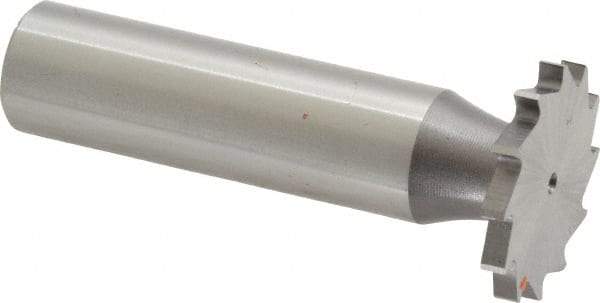 Made in USA - 7/8" Diam x 3/32" Face Width, High Speed Steel, 14 Teeth, Shank Connection Woodruff Keyseat Cutter - Uncoated, 2-5/32" OAL x 1/2" Shank, Straight Teeth - USA Tool & Supply