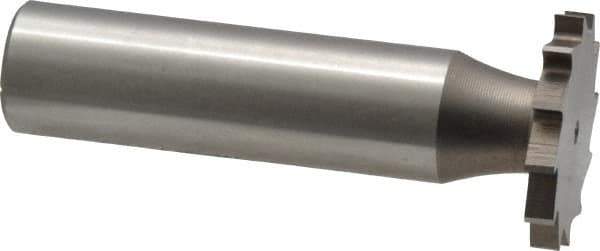 Made in USA - 7/8" Diam x 7/64" Face Width, High Speed Steel, 14 Teeth, Shank Connection Woodruff Keyseat Cutter - Uncoated, 2-5/32" OAL x 1/2" Shank, Straight Teeth - USA Tool & Supply