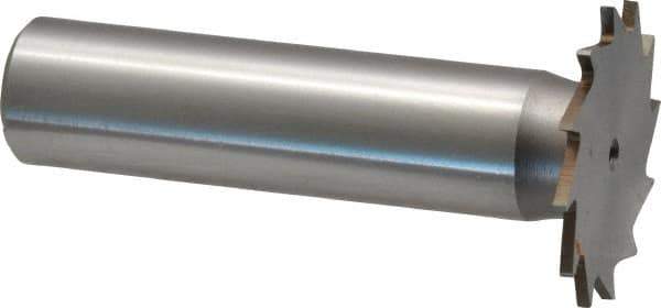 Made in USA - 1" Diam x 3/64" Face Width, High Speed Steel, 16 Teeth, Shank Connection Woodruff Keyseat Cutter - Uncoated, 2-3/16" OAL x 1/2" Shank, Straight Teeth - USA Tool & Supply