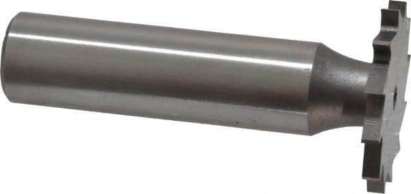 Made in USA - 1" Diam x 3/32" Face Width, High Speed Steel, 16 Teeth, Shank Connection Woodruff Keyseat Cutter - Uncoated, 2-3/16" OAL x 1/2" Shank, Straight Teeth - USA Tool & Supply
