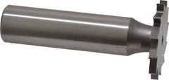 Made in USA - 1" Diam x 3/32" Face Width, High Speed Steel, 16 Teeth, Shank Connection Woodruff Keyseat Cutter - Uncoated, 2-3/16" OAL x 1/2" Shank, Straight Teeth - USA Tool & Supply