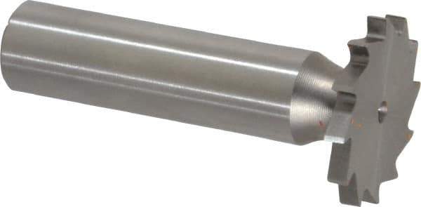 Made in USA - 1" Diam x 7/64" Face Width, High Speed Steel, 16 Teeth, Shank Connection Woodruff Keyseat Cutter - Uncoated, 2-3/16" OAL x 1/2" Shank, Straight Teeth - USA Tool & Supply