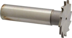 Made in USA - 1-1/8" Diam x 1/16" Face Width, High Speed Steel, 16 Teeth, Shank Connection Woodruff Keyseat Cutter - Uncoated, 2-3/16" OAL x 1/2" Shank, Straight Teeth - USA Tool & Supply