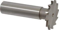 Made in USA - 1-1/8" Diam x 5/64" Face Width, High Speed Steel, 16 Teeth, Shank Connection Woodruff Keyseat Cutter - Uncoated, 2-3/16" OAL x 1/2" Shank, Straight Teeth - USA Tool & Supply