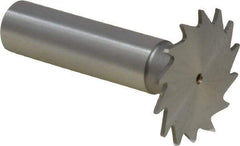 Made in USA - 1-1/4" Diam x 3/64" Face Width, High Speed Steel, 18 Teeth, Shank Connection Woodruff Keyseat Cutter - Uncoated, 2-3/16" OAL x 1/2" Shank, Straight Teeth - USA Tool & Supply