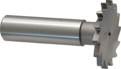 Made in USA - 1-1/4" Diam x 7/64" Face Width, High Speed Steel, 18 Teeth, Shank Connection Woodruff Keyseat Cutter - Uncoated, 2-3/16" OAL x 1/2" Shank, Straight Teeth - USA Tool & Supply