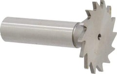 Made in USA - 1-3/8" Diam x 5/64" Face Width, High Speed Steel, 18 Teeth, Shank Connection Woodruff Keyseat Cutter - Uncoated, 2-1/4" OAL x 1/2" Shank, Straight Teeth - USA Tool & Supply