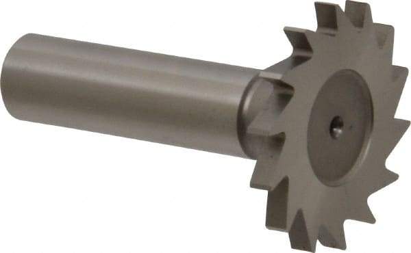 Made in USA - 1-3/8" Diam x 9/64" Face Width, High Speed Steel, 18 Teeth, Shank Connection Woodruff Keyseat Cutter - Uncoated, 2-1/4" OAL x 1/2" Shank, Straight Teeth - USA Tool & Supply