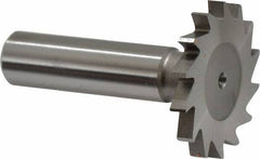 Made in USA - 1-3/8" Diam x 5/32" Face Width, High Speed Steel, 18 Teeth, Shank Connection Woodruff Keyseat Cutter - Uncoated, 2-1/4" OAL x 1/2" Shank, Straight Teeth - USA Tool & Supply