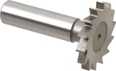 Made in USA - 1-3/8" Diam x 11/64" Face Width, High Speed Steel, 18 Teeth, Shank Connection Woodruff Keyseat Cutter - Uncoated, 2-1/4" OAL x 1/2" Shank, Straight Teeth - USA Tool & Supply