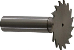 Made in USA - 1-1/2" Diam x 3/64" Face Width, High Speed Steel, 20 Teeth, Shank Connection Woodruff Keyseat Cutter - Uncoated, 2-1/4" OAL x 1/2" Shank, Straight Teeth - USA Tool & Supply