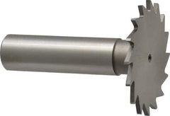 Made in USA - 1-1/2" Diam x 1/16" Face Width, High Speed Steel, 20 Teeth, Shank Connection Woodruff Keyseat Cutter - Uncoated, 2-1/4" OAL x 1/2" Shank, Straight Teeth - USA Tool & Supply