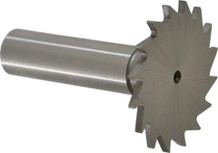 Made in USA - 1-1/2" Diam x 5/64" Face Width, High Speed Steel, 20 Teeth, Shank Connection Woodruff Keyseat Cutter - Uncoated, 2-1/4" OAL x 1/2" Shank, Straight Teeth - USA Tool & Supply