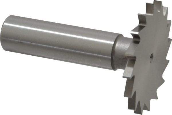 Made in USA - 1-1/2" Diam x 7/64" Face Width, High Speed Steel, 20 Teeth, Shank Connection Woodruff Keyseat Cutter - Uncoated, 2-1/4" OAL x 1/2" Shank, Straight Teeth - USA Tool & Supply