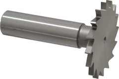 Made in USA - 1-1/2" Diam x 7/64" Face Width, High Speed Steel, 20 Teeth, Shank Connection Woodruff Keyseat Cutter - Uncoated, 2-1/4" OAL x 1/2" Shank, Straight Teeth - USA Tool & Supply