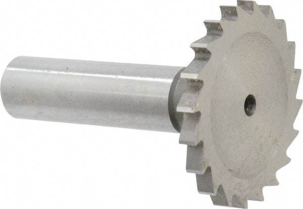 Made in USA - 1-1/2" Diam x 9/64" Face Width, High Speed Steel, 20 Teeth, Shank Connection Woodruff Keyseat Cutter - Uncoated, 2-1/4" OAL x 1/2" Shank, Straight Teeth - USA Tool & Supply