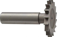 Made in USA - 1-1/2" Diam x 11/64" Face Width, High Speed Steel, 20 Teeth, Shank Connection Woodruff Keyseat Cutter - Uncoated, 2-1/4" OAL x 1/2" Shank, Straight Teeth - USA Tool & Supply
