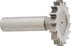 Made in USA - 1-1/2" Diam x 7/32" Face Width, High Speed Steel, 20 Teeth, Shank Connection Woodruff Keyseat Cutter - Uncoated, 2-1/4" OAL x 1/2" Shank, Straight Teeth - USA Tool & Supply