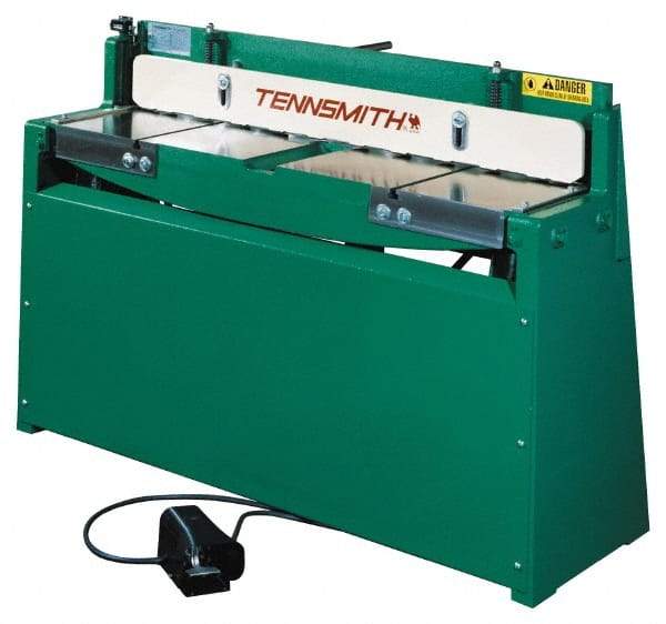 Tennsmith - 52-1/4 Inch Long Blade, Pneumatic Power Floor Shear - 61 Inch Wide x 36 Inch Deep x 42 Inch High, 0.0394 Inch Stainless Steel Capacity, 0.0630 Inch Mild Steel Capacity, 30 Inch Back Gauge Range - USA Tool & Supply