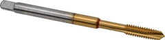 Guhring - #12-24 UNC, 3 Flute, TiN Finish, Powdered Metal Spiral Point Tap - Plug Chamfer, Right Hand Thread, 3.15" OAL, 1/2" Thread Length, 0.22" Shank Diam, 2B Class of Fit, Series 3992 - Exact Industrial Supply