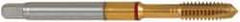 Guhring - M8x1.25 Metric Coarse, 3 Flute, TiN Finish, Powdered Metal Spiral Point Tap - Plug Chamfer, Right Hand Thread, 90mm OAL, 0.318" Shank Diam, 6H Class of Fit, Series 4122 - Exact Industrial Supply