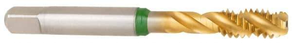 Guhring - 3/4-16 UNF 4 Flute 2B Modified Bottoming Spiral Flute Tap - Cobalt, TiN Finish, 4.252" OAL, Right Hand Flute, Right Hand Thread - USA Tool & Supply