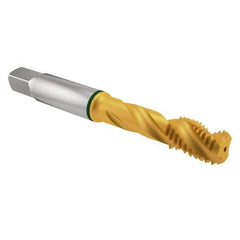 Guhring - 5/16-18 UNC 3 Flute 2B Modified Bottoming Spiral Flute Tap - Cobalt, TiN Finish, 2.72" OAL, Right Hand Flute, Right Hand Thread - USA Tool & Supply