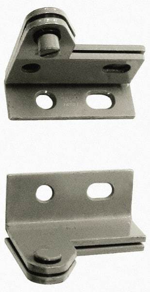 Stanley - 1-1/2" Long x 1.06" Wide x 11/84" Thick, Satin Chrome Finish Steel, Right Hand Wardrobe Pivot Hinge - 1/4" Pin Diam, 4 Holes, 1-1/8 Min Door Thickness, 75 Lb Capacity, 1" Leaf Height - USA Tool & Supply