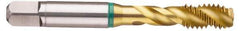 Guhring - 1-1/2 - 12 UNF 6 Flute 2B Bottoming Spiral Flute Tap - Cobalt, TiN Finish, 6.378" OAL, Right Hand Flute, Right Hand Thread, Series 3978 - USA Tool & Supply