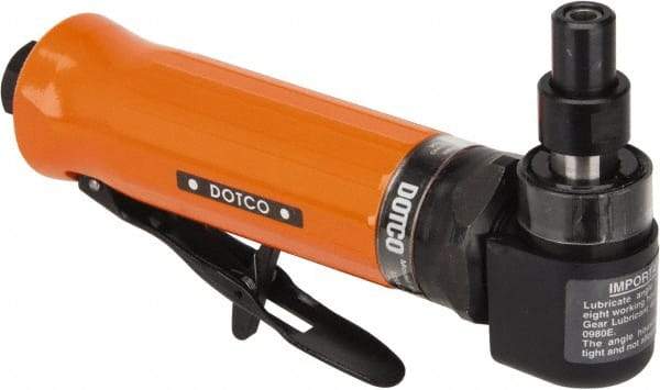 Dotco - 1/4" Collet, Angle Handle, Air Angle Die Grinder - 20,000 RPM, Rear Exhaust, 23 CFM, 0.4 hp, 90 psi, 1/4" Inlet - USA Tool & Supply