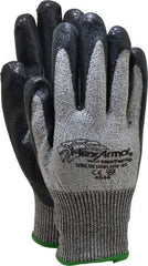 HexArmor - Size L (9), ANSI Cut Lvl A8, Puncture Lvl 5, Nitrile Coated Cut & Puncture Resistant Gloves - Palm & Fingers Coated, SuperFabric/HPPE Lining, Knit Wrist, Gray/Black, Paired - USA Tool & Supply