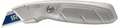 Irwin - Fixed Utility Knife - 2-1/4" Blade, Silver Aluminum Handle, 1 Blade Included - USA Tool & Supply