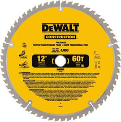 DeWALT - 12" Diam, 1" Arbor Hole Diam, 60 Tooth Wet & Dry Cut Saw Blade - Carbide-Tipped, Fine Finishing Action, Standard Round Arbor - USA Tool & Supply