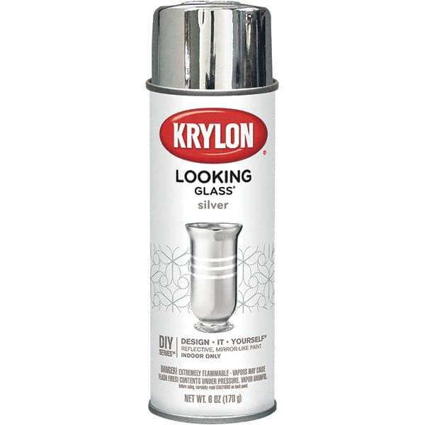 Krylon - Silver, Gloss, Looking Glass Paint Spray Paint - 6 oz Container - USA Tool & Supply