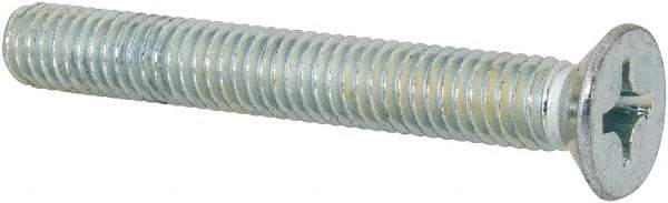 Value Collection - M6x1.00 Metric Coarse, 45mm OAL Phillips Drive Machine Screw - Flat Head, Grade 4.8 Steel, Zinc-Plated Finish, Without Washer - USA Tool & Supply