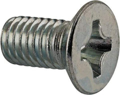 Value Collection - M8x1.25 Metric Coarse, 16mm OAL Phillips Drive Machine Screw - Flat Head, Grade 4.8 Steel, Zinc-Plated Finish, Without Washer - USA Tool & Supply