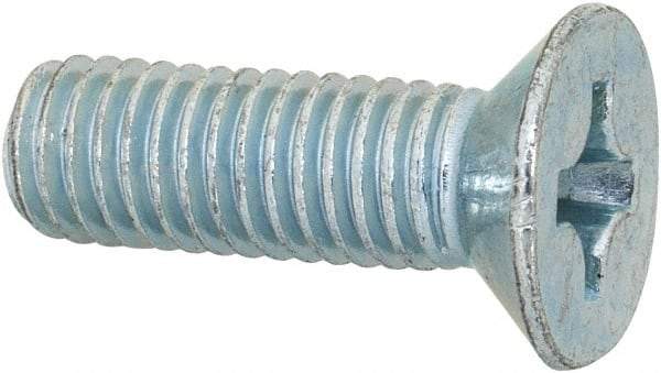 Value Collection - M8x1.25 Metric Coarse, 25mm OAL Phillips Drive Machine Screw - Flat Head, Grade 4.8 Steel, Zinc-Plated Finish, Without Washer - USA Tool & Supply