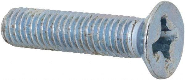 Value Collection - M8x1.25 Metric Coarse, 35mm OAL Phillips Drive Machine Screw - Flat Head, Grade 4.8 Steel, Zinc-Plated Finish, Without Washer - USA Tool & Supply