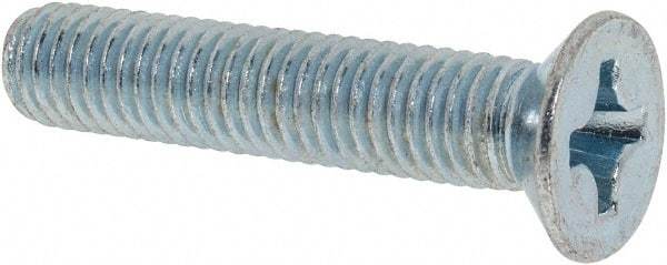 Value Collection - M8x1.25 Metric Coarse, 40mm OAL Phillips Drive Machine Screw - Flat Head, Grade 4.8 Steel, Zinc-Plated Finish, Without Washer - USA Tool & Supply