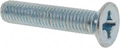Value Collection - M8x1.25 Metric Coarse, 40mm OAL Phillips Drive Machine Screw - Flat Head, Grade 4.8 Steel, Zinc-Plated Finish, Without Washer - USA Tool & Supply
