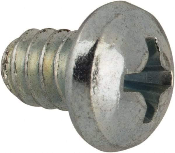 Value Collection - #10-24 UNC, 1/4" Length Under Head Phillips Drive Machine Screw - Round Head, Grade J82 Steel, Zinc-Plated Finish, Without Washer - USA Tool & Supply