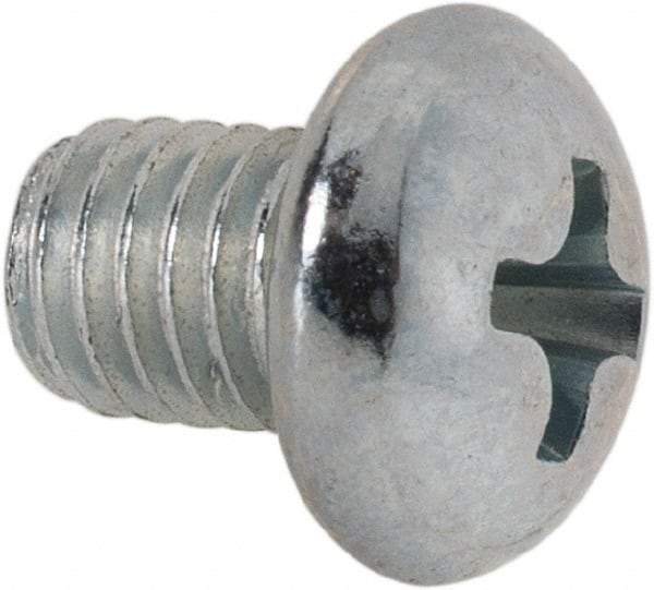 Value Collection - #10-32 UNF, 1/4" Length Under Head Phillips Drive Machine Screw - Round Head, Grade J82 Steel, Zinc-Plated Finish, Without Washer - USA Tool & Supply