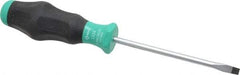 Wera - 198mm OAL Standard Slotted Screwdriver - 100mm Blade Length, Round Shank, Ergonomic Handle - USA Tool & Supply