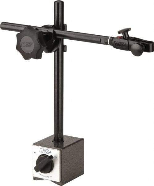 Noga - 175 Lb Magnetic Force, Fine Adjustment Indicator Positioner & Holder with Base - Post & Clamp, Rectangular Base, 2-3/8" Base Height, 60mm Base Length, 2" Base Width - USA Tool & Supply