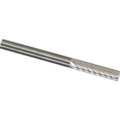 Made in USA - 3/32" Cut Diam, 1/8" Shank Diam, Cylinder Head Chipbreaker Cut Burr - Carbide, 7/16" LOC, 3" OAL - USA Tool & Supply