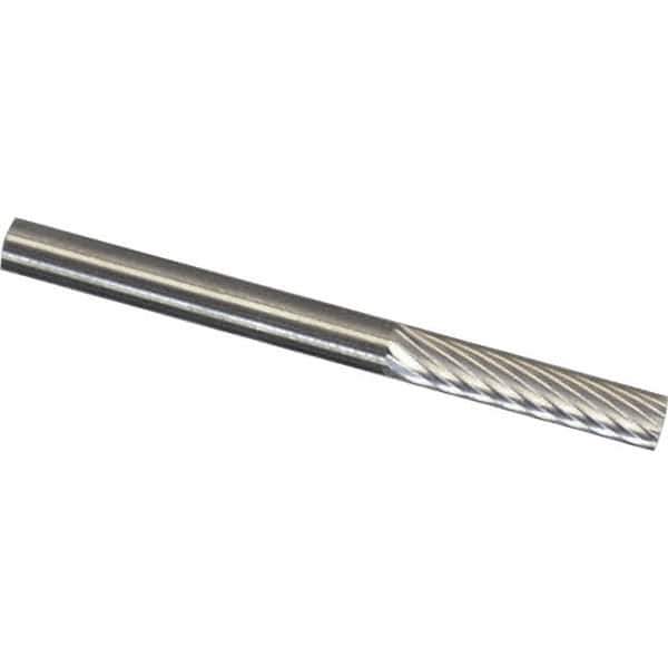 Made in USA - 2.5mm Cut Diam, Cylinder Head Diamond Cut Burr - Carbide, 3" OAL - USA Tool & Supply