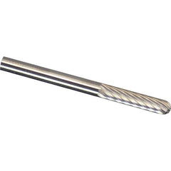 Made in USA - 1/8" Cut Diam, 1/4" Shank Diam, Cylinder with Radius Head Chipbreaker Cut Burr - Carbide, 5/8" LOC, 2" OAL - USA Tool & Supply