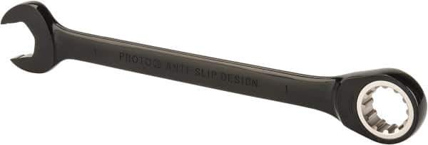 Proto - 1" 12 Point Combination Wrench - 15° Head Angle, 12-3/4" OAL, Steel, Black Chrome Finish - USA Tool & Supply